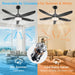 Ceiling Fan with Light, Remote & APP Control, 42" Black RGB Ceiling Fans with 6 Reversible Speeds, 3000-6500K Stepless Dimming, Modern Small Low Profile Ceiling Fan for Bedroom/Indoor/Outdoor
