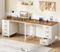2 Person Desk with 8 Drawers, Large Home Office Computer Desk with Power Outlets, 78 Inch Long Double Desks for Two People, Antique White
