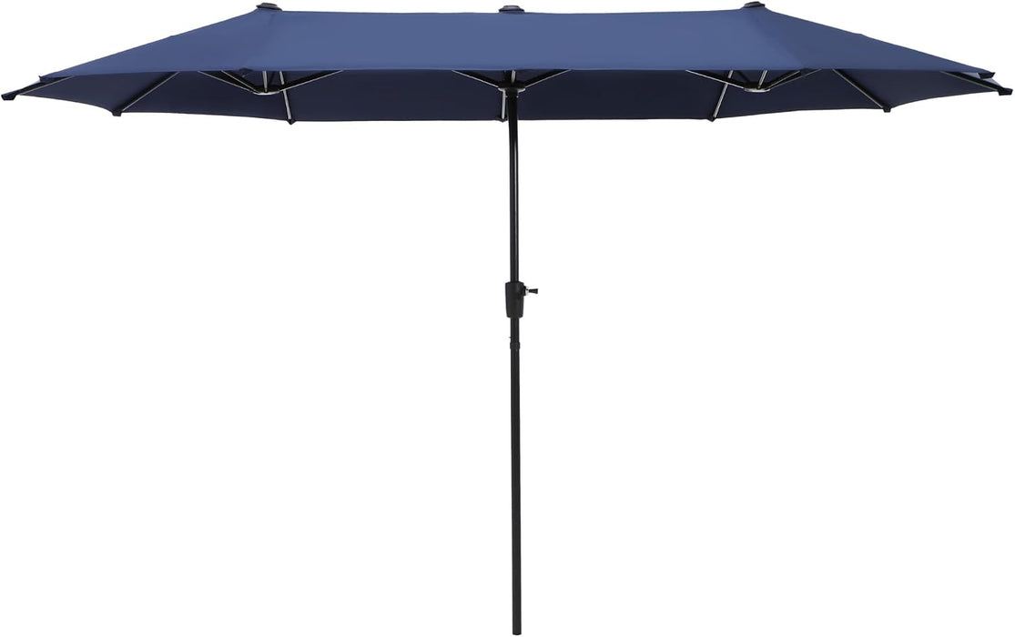 13 Ft Large Patio Umbrella, Double-Sided Twin, Outdoor Market Umbrella with Crank Handle, Powerful UV Protective, Navy Blue