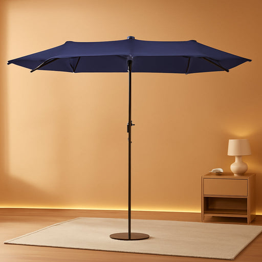 13 Ft Large Patio Umbrella, Double-Sided Twin, Outdoor Market Umbrella with Crank Handle, Powerful UV Protective, Navy Blue