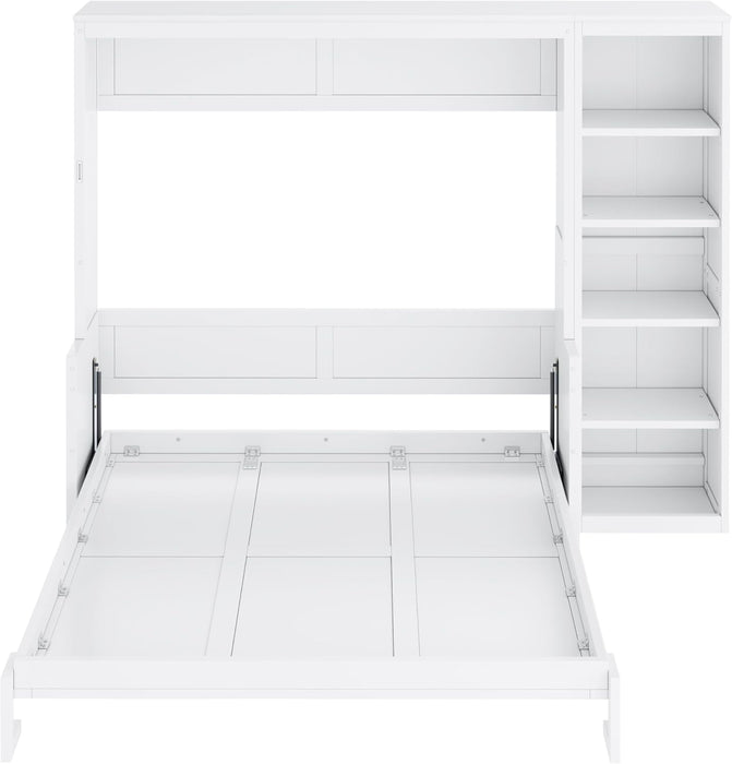 Queen Murphy Desk Bed White With IntegratedShelving