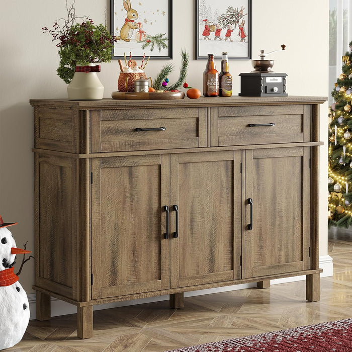 48 Inch Sideboard Buffet Cabinet with Storage, Washed Grey