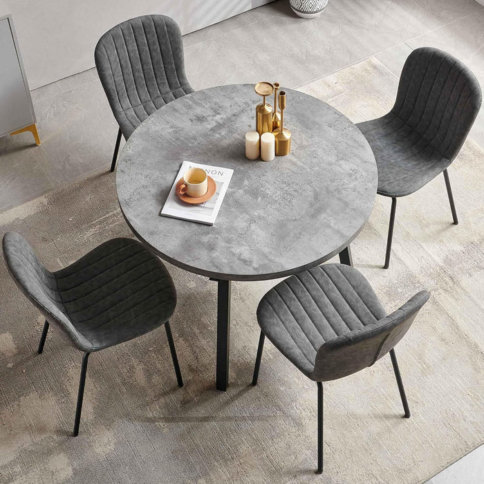 Dining Chairs Set of 4 PU Leather Dining Room Chairs with Black Metal Legs, Mid Century Modern Dining Chairs for Kitchen & Dining Room - Grey