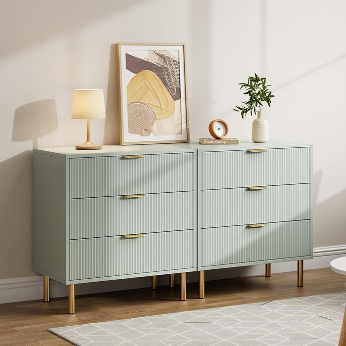 Fluted 3 Drawer Dresser for Bedroom, 30" Wooden Dressers