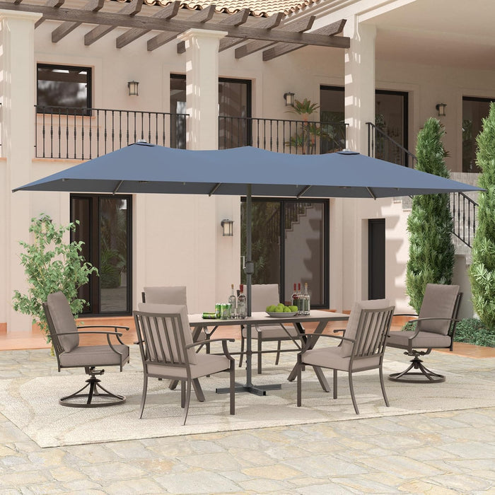 14FT Waterproof Patio Umbrella Outdoor Reversible Rectangular Large Market Umbrella