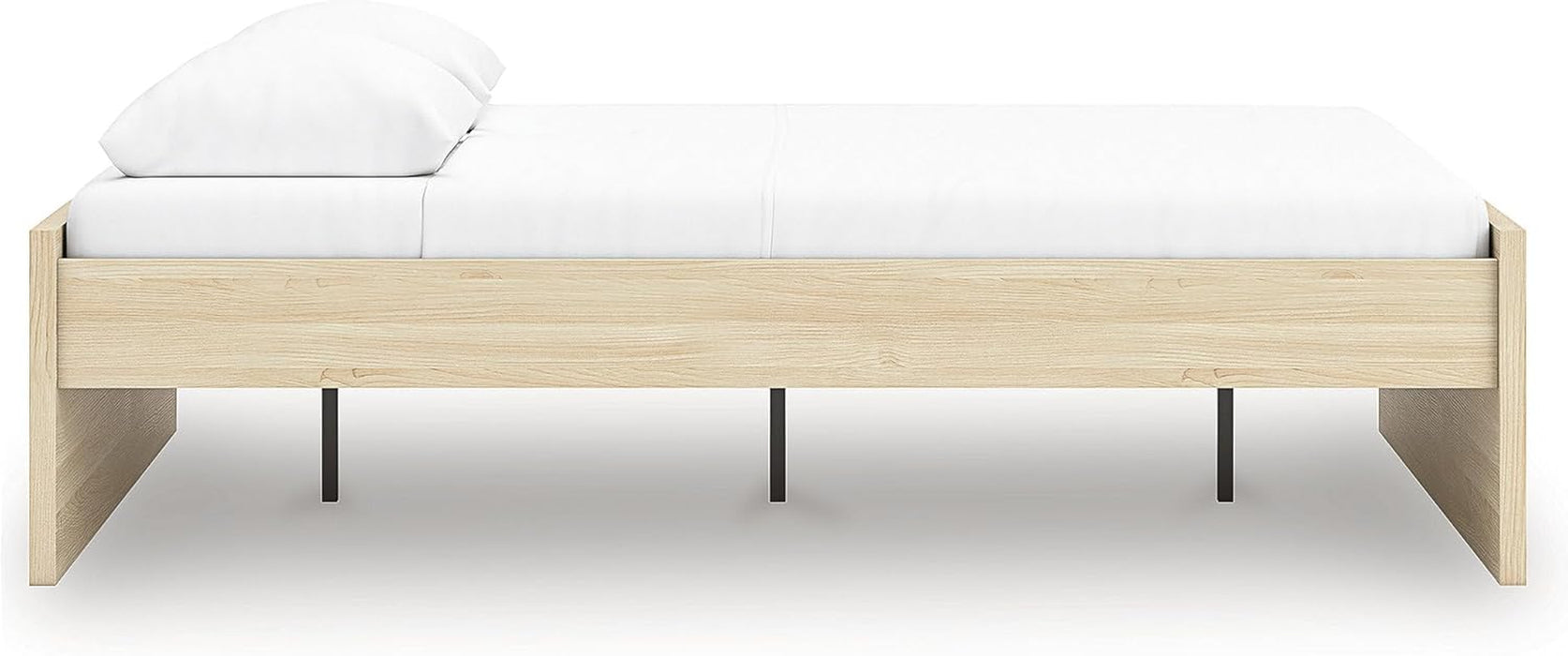 Signature Design by Ashley Onita Scandinavian Queen Platform Bed, Foundation or Box Spring Not Needed, Light Brown