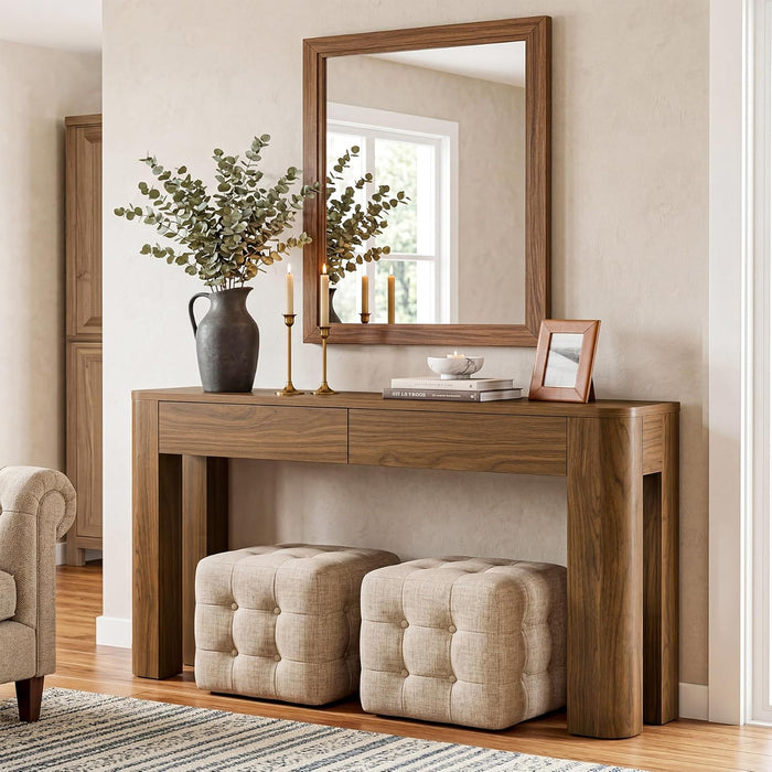 Console Table with 2 Drawers for Entryway, 63 Inches Narrow Long Sofa Table behind Couch with Storage, Farmhouse Accent Entrance Piece for Entry, Living Room, Hallway