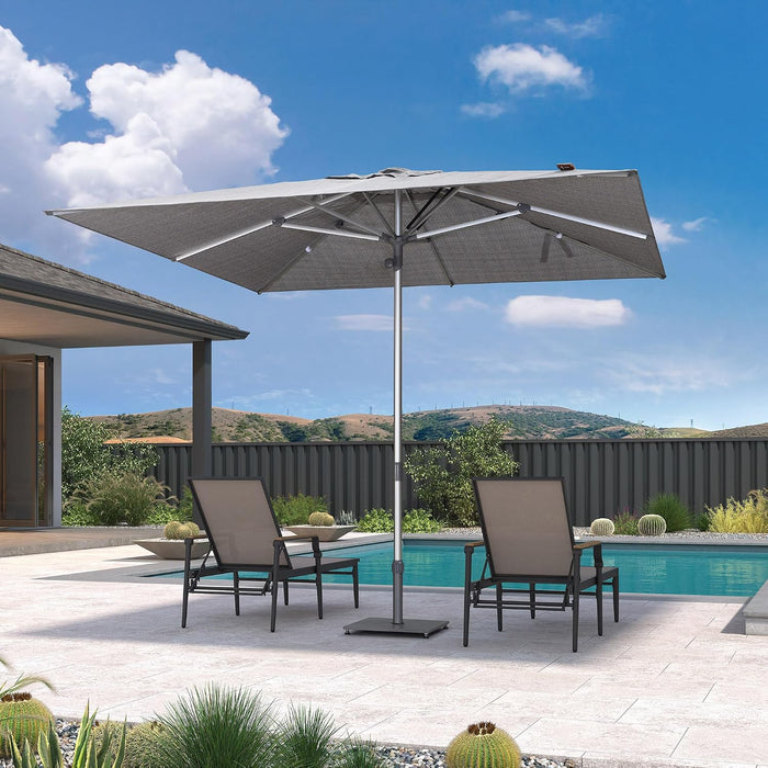 Outdoor Table Sun Umbrella 10' X 10' Semi Auto Lift, Gray