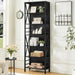 Bookshelf, 7-Tier Bookshelf, Rustic Wood Metal Bookshelves and Bookcases, Freestanding Open Bookshelf, Industrial Tall Bookcase for Home Office, Living Room and Bedroom, Black