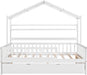 FullSize White Wooden Playhouse Trundle Bed Storage