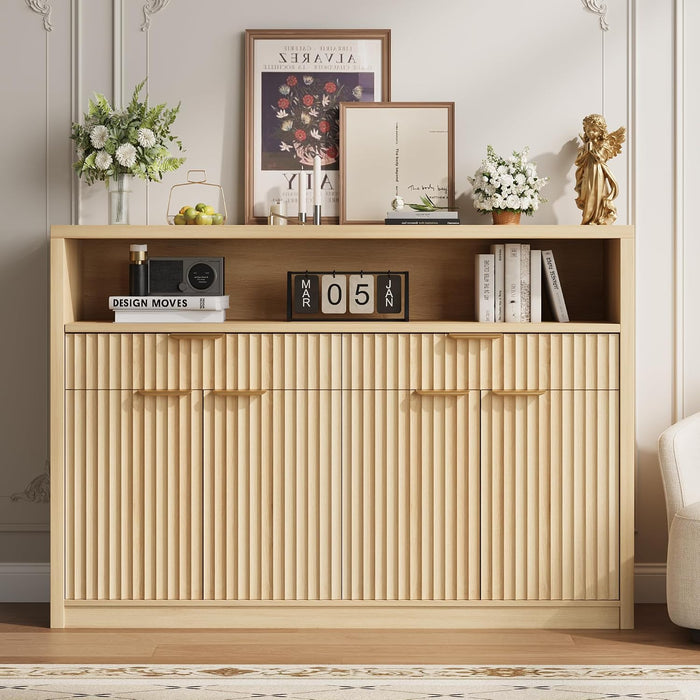 51" Buffet Sideboard Cabinet, Modern Hutch Storage Cabinets Natural