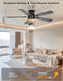 Ceiling Fans with Lights, 52 Inch Low Profile Ceiling Fan with Light and Remote/App Control, Flush Mount, Dimmable, Qiuet DC Motor, Black Ceiling Fan for Bedroom, Living Room