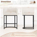 Counter Height Bar Stools Set of 3, Modern Barrel Counter Stools with Backrest and Arms, Black Metal Frames, Linen Fabric Upholstered Accent Barstools for Kitchen Island, Beige