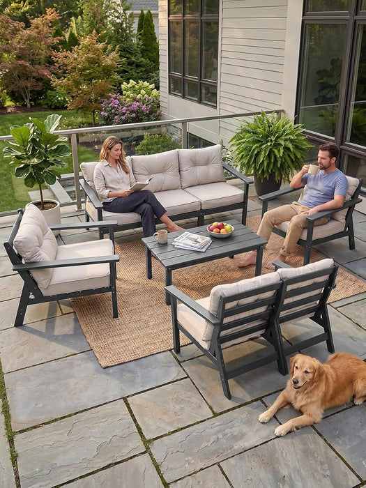 7 Seats HDPE Patio Conversation Sets, Outdoor Patio Furniture Set