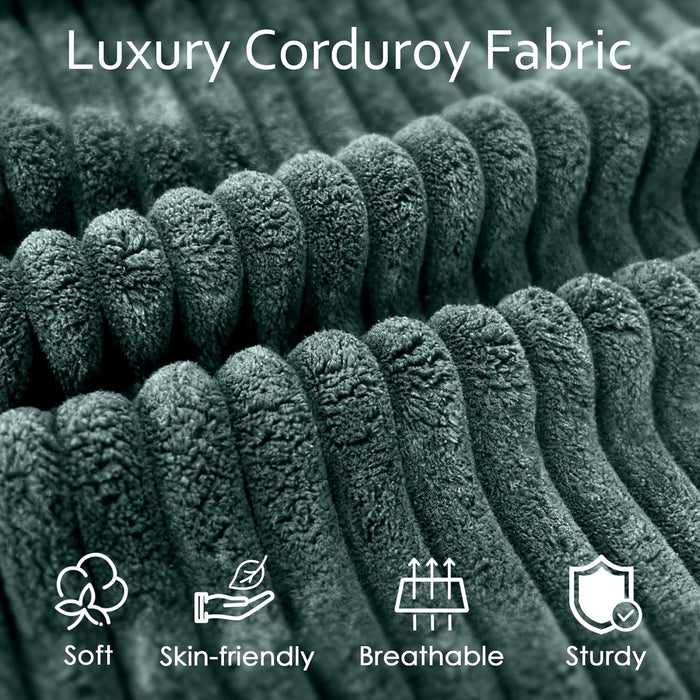 65Inch Sleeper Sofa Bed CorduroyFabric Emerald Green