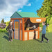 Outdoor Wood 4-In-1 Game House for All Kids, Boys and Girls Ages 3+, Garden Playhouse with Different Games on Every Surface