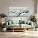 Neutral Abstract Wall Art Geometric Canvas Painting Blue Green and White Pictures Wall Decor for Living Room Bedroom Modern Artwork for Office 24X48 Inch