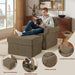 Brown Chenille Accent Chair With Substantial Ottoman