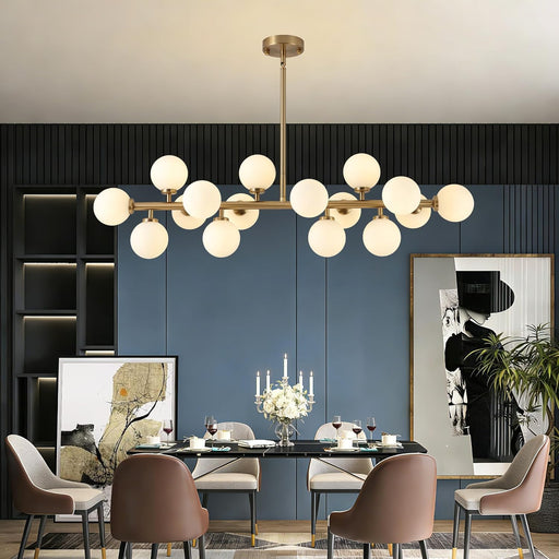 Mid Century Modern Chandelier over Table, 16-Light Globe Sputnik Chandelier Rectangle Pendant Lighting Fixture Hanging Ceiling Light for Dining Room, Kitchen Island