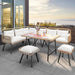 L-Shaped Rattan Patio Furniture Set Light Brown Beige
