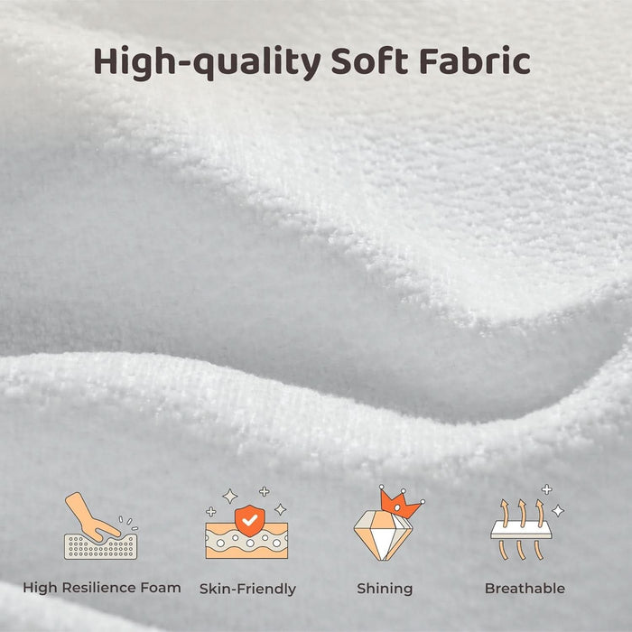 Cloud Upholstered King Bed Frame with Headboard, 5 Inch Foam Padded Platform, No Box Spring, Easy Assembly (Snow White)