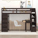 Loft Bed Twin with Desk and Storage Stairs, Space-Saving Wood Bed Frame with Drawers and Shelves, for Teens Adults (Espresso)