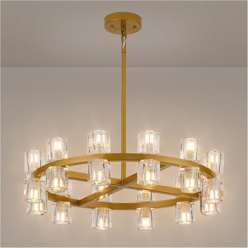 Twenty Four Inch Luxurious Golden Crystal Chandelier