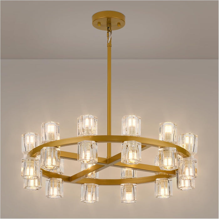 Twenty Four Inch Luxurious Golden Crystal Chandelier