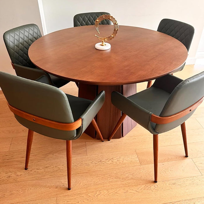 Mid Century Modern Faux Leather Dining Chairs Set of 2, Green, Upholstered Seat, Metal Legs, Adjustable Foot for Kitchen Dining Room Desk Chairs