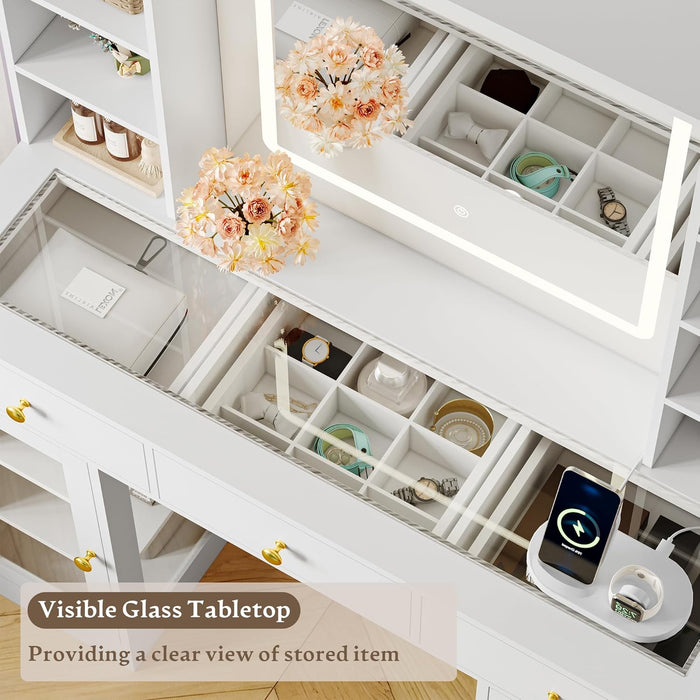 White Deluxe Makeup Vanity Desk Illuminated Mirror