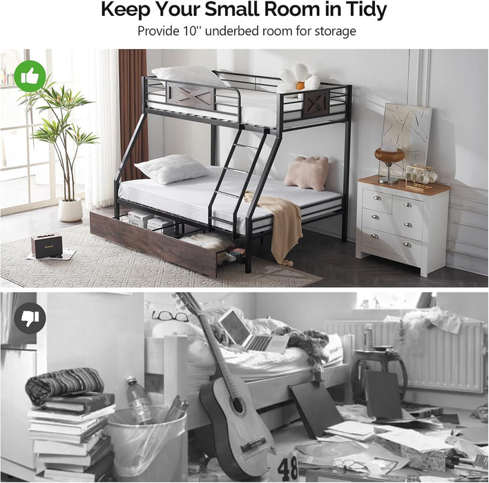 PowderCoated Stainless Steel TwinOverFull Bunk Bed Drawers