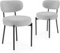 Dining Chairs Set of 2, Mid Century Modern Boucle Upholstered Kitchen Chair with Curved Backrest & Metal Legs for Home/Living Room/Bedroom/Office-Grey