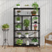 6 Tier Industrial Bookshelf for Bedroom Living Room Office, Black Oak