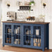 63" Sideboard Buffet Cabinet with Storage and 4 Tempered Glass Doors
