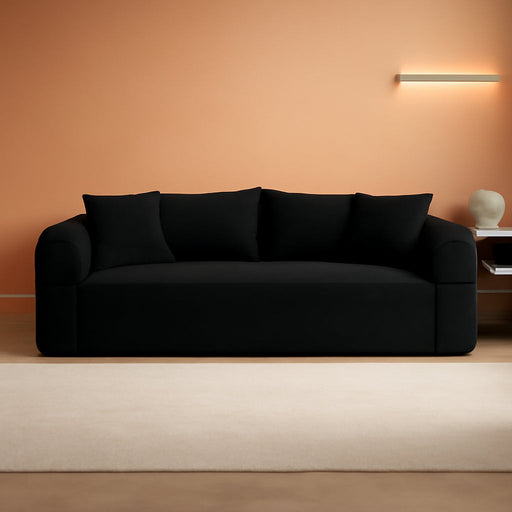 Three Seater Sofa Black Memory Foam SeamlessIntegration
