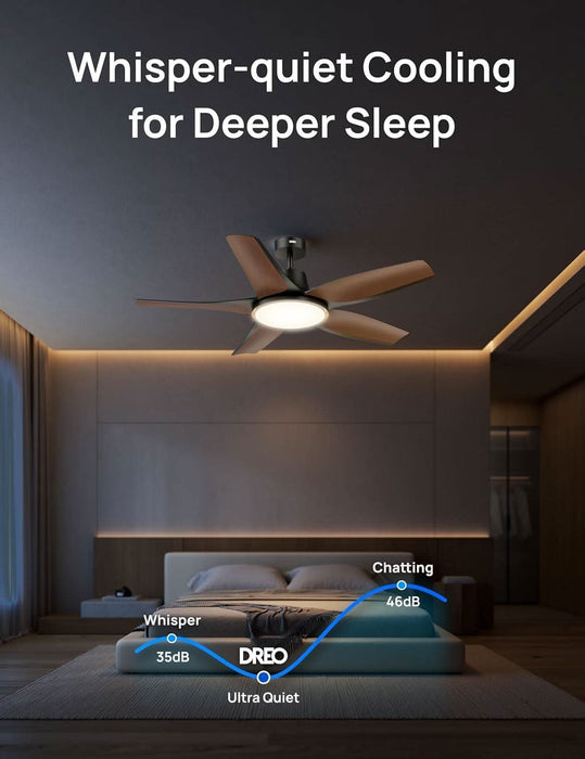 Smart Ceiling Fans with Lights, Low Profile Ceiling Fan with Alexa/App, 52'' Dimmable Lighting & Color Tuning, RGB Ambient Light for Living Room, Game Room, Easy Installation, Quiet, Black