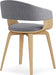 Lowell Mid Century Modern Bentwood Dining Chair with Light Wood in Light Grey Polyester Linen, for the Dining Room