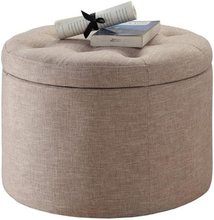 Designs4Comfort round Shoe Ottoman, Tan Fabric