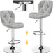 Bar Stools Set of 4, PU Leather Swivel Barstools, Height Adjustable Counter Stools with Backrest Fot Kitchen Home Bar, Light Grey