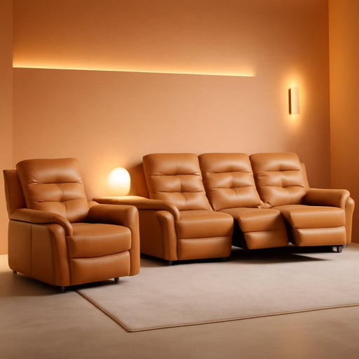 3-Piece Power Recliner Sofa Set with Charging Port, Include Single Recliner Chair, 2-Seater Loveseat with Hidden Storage & Cup Holders and 3-Seater Reclining Couch for Living Room, Yellow