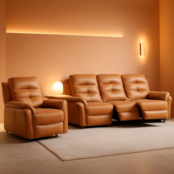 3-Piece Power Recliner Sofa Set with Charging Port, Include Single Recliner Chair, 2-Seater Loveseat with Hidden Storage & Cup Holders and 3-Seater Reclining Couch for Living Room, Yellow