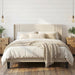 Queen Bed Frame with Wingback Headboard, Upholstered Platform Bed