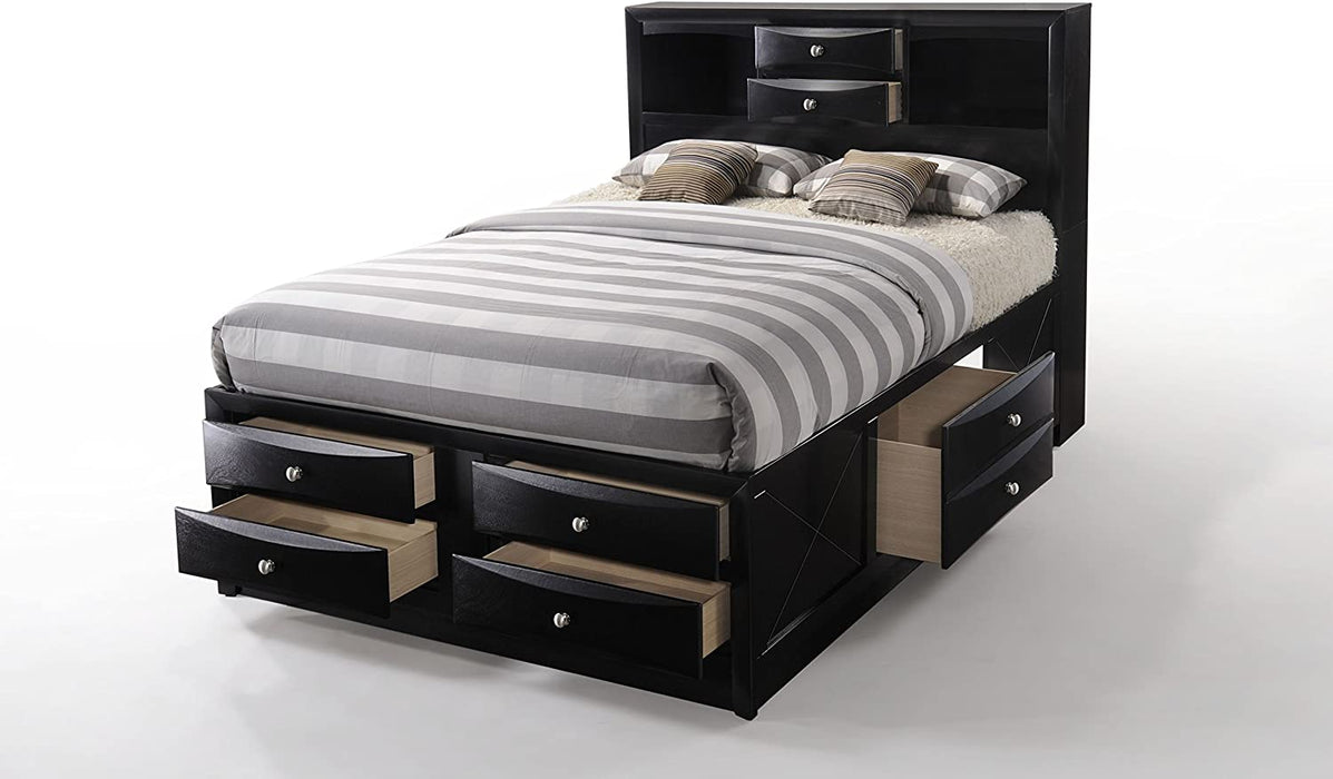 Furniture Ireland Wood 5-Piece Bedroom Set Bed W/Storage, Chest, Dresser, and 2 Nightstands