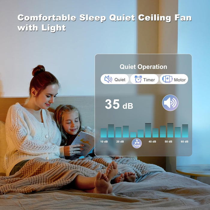 Ceiling Fan with Lights, 46" Flush Mount Ceiling Fans Remote/App Control - Dimmable, Quiet DC Motor, Indoor Ceiling Fans for Bedroom Kitchen, Black