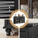 Farmhouse Sideboard Buffet Cabinet with Storage,59" Large Credenza with 4 Glass Doors & 2 Drawers,Adjustable Shelves Console Table,Wood Kitchen Coffee Bar for Dining Room,Living Room,Black