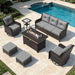 7-Piece Patio Furniture Set, Outdoor Thick Wicker Sectional Sofas with 2 Swivel Chairs, High Back Sectional Couch with Fire Pit Table, Outdoor Conversation Set for Backyard, Porch, Deck, Grey