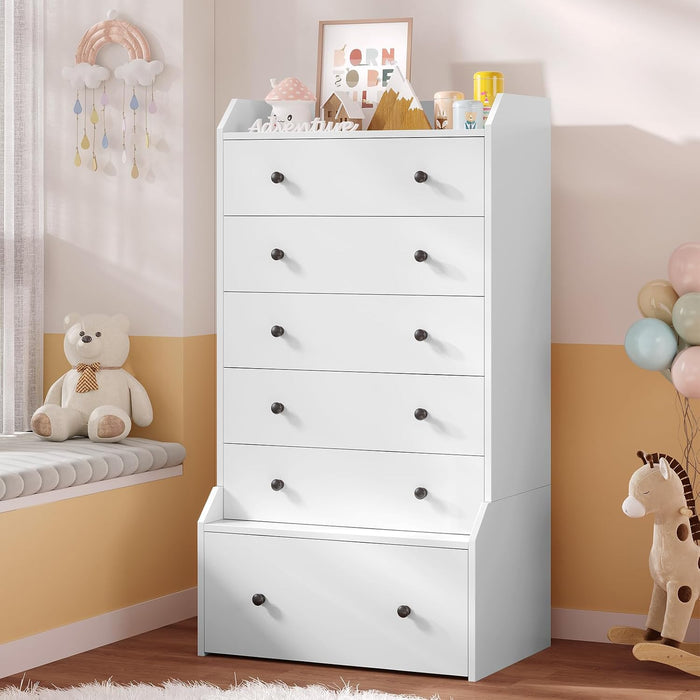 Tall 6 Drawer White Modern Dresser