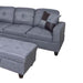 104 In. Square Arm 3-Piece Microfiber L-Shaped Sectional Sofa in Dark Gray