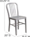 Gael Indoor/Outdoor Modern Metal Dining Chairs, Commercial-Grade Galvanized Steel Restaurant Chairs, Set of 2, Silver