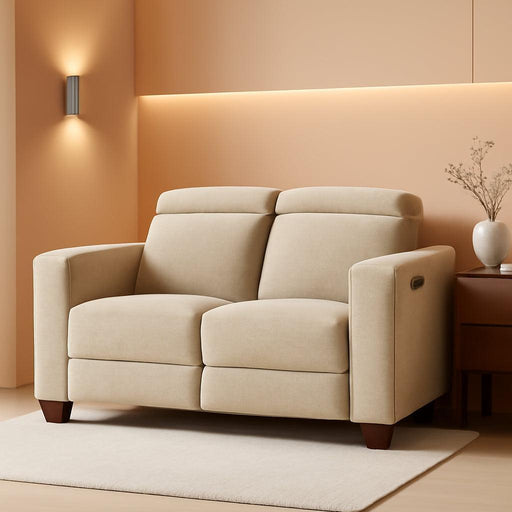 62.2'' Wall Hugger Power Loveseat Recliner Sofa with Adjustable Headrest and USB & Type C Dual Charge Ports for Living Room, Office (Fabric, HL198M1) (Beige)